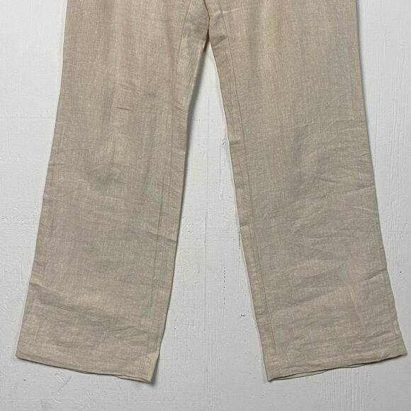 Chico’s Beige 100% Linen Straight Leg Pants Size 4 - Picture 3 of 8